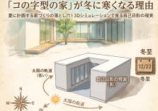 【パッシブデザインの罠】夏に向かう今こそ知りたい「コの字型の家」が冬寒くなる理由 アイキャッチ画像